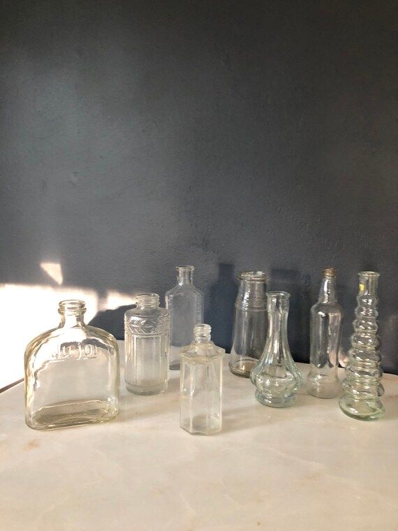 Vintage Clear Glass Bottles/ Antique Bottles | Etsy | Etsy (US)