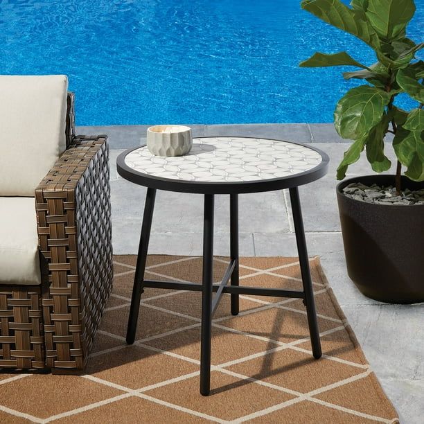 Better Homes & Gardens Newport 27.95" Bistro Table with Tile Top, Gray - Walmart.com | Walmart (US)