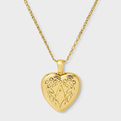14K Gold Dipped Heart Charm Initial Necklace - A New Day™ Gold | Target