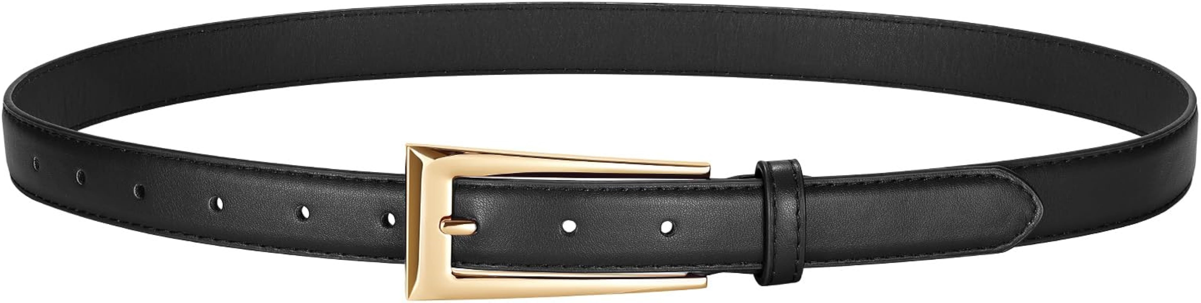 Women Leather Belt for Jeans Dress Casual Gold Buckle Ladies Waist Belt Width 0.95" | Amazon (US)