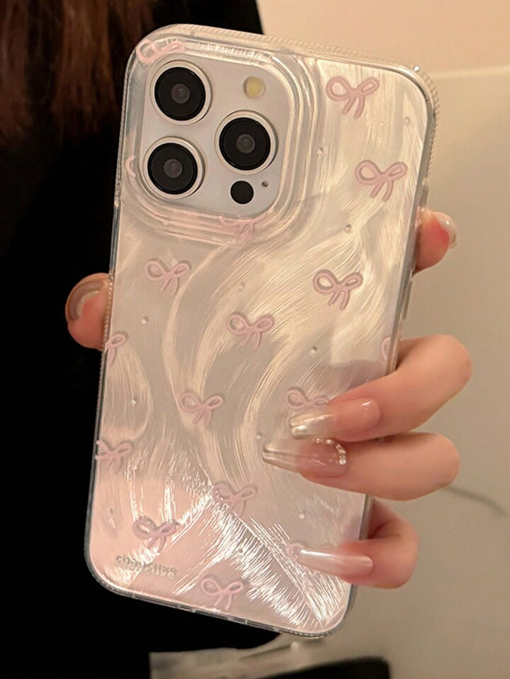 GUCADI Pink Bow And Blue Lace Bow Phone Case For Apple IPhone | SHEIN