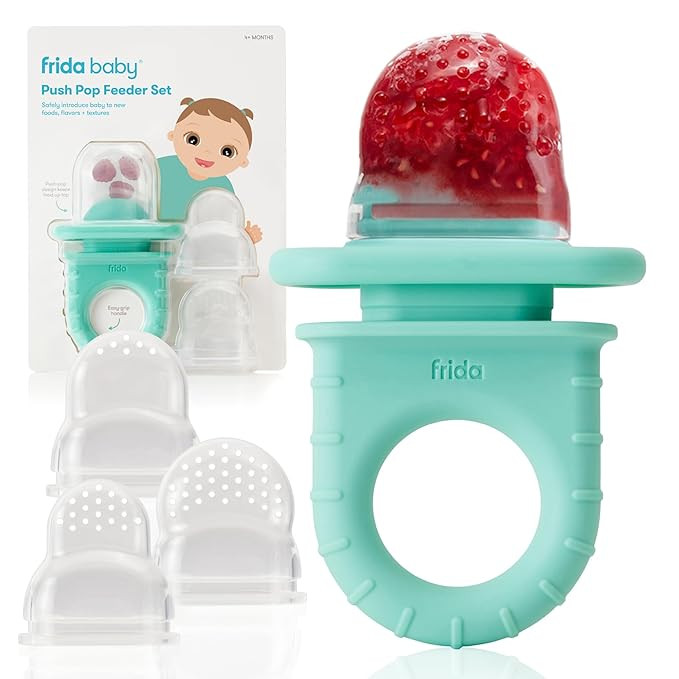 Frida Baby Push Pop Silicone Feeder, Baby Fruit Food Feeder to Safely Introduce New Foods, Fresh ... | Amazon (US)