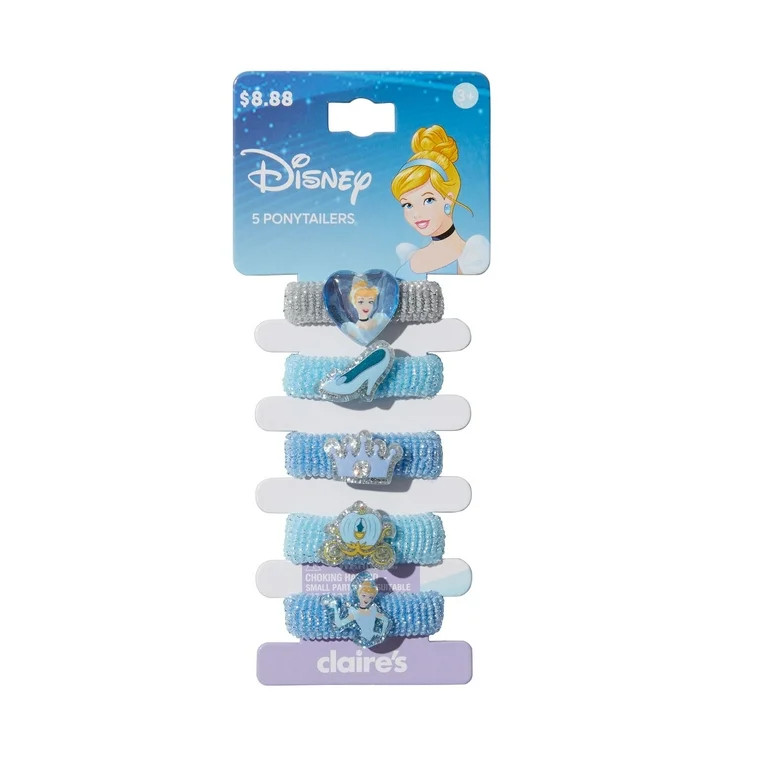 Claire's Disney Cinderella Little Girl Ponytailers with Charms, 5-Pack | Walmart (US)
