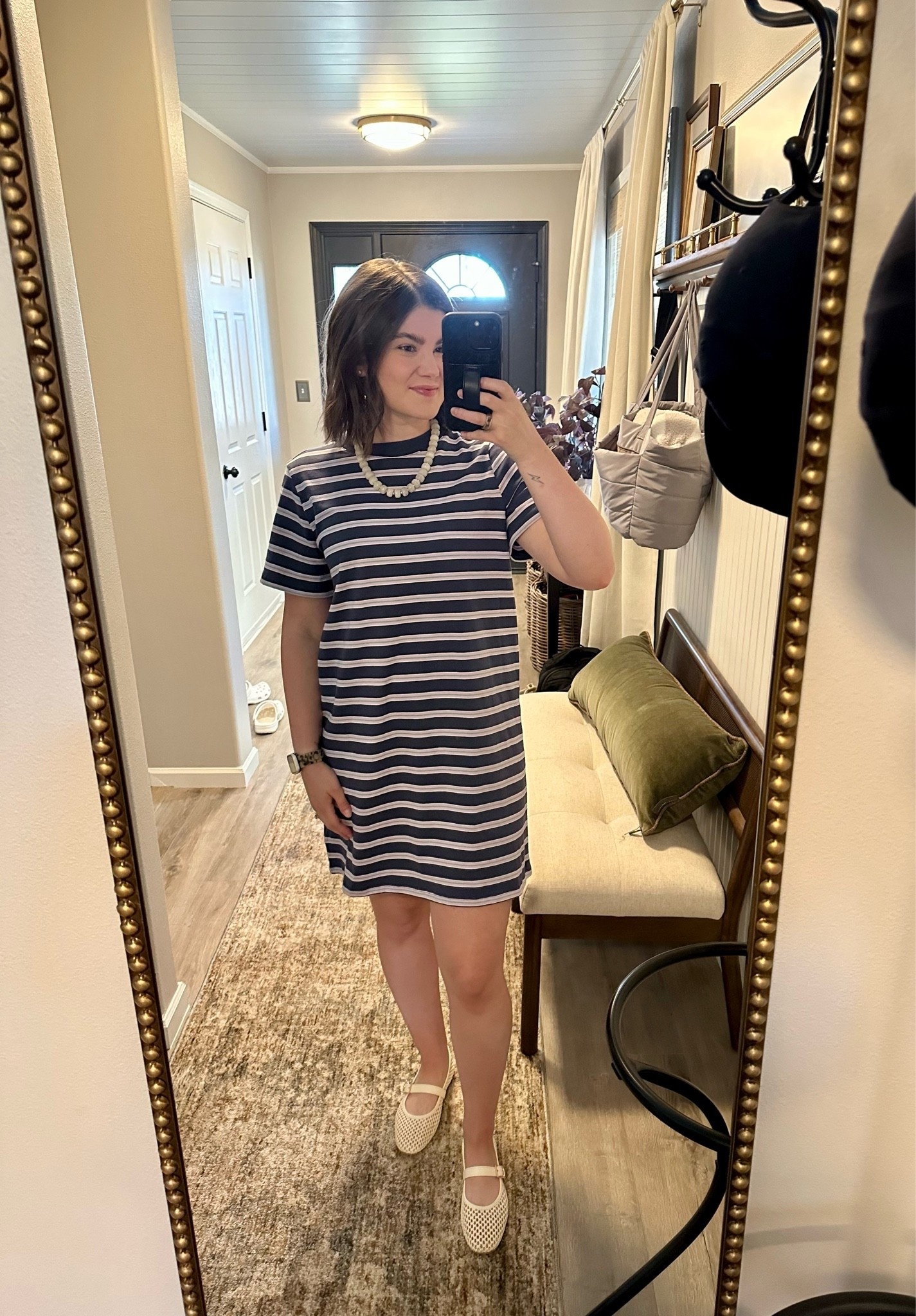 Old navy vintage crew neck t shirt dress and mesh Mary Jane ballet flats go hand in hand 🤝

Teacher outfit, old navy fashion, chunky beaded necklace, striped tee shirt dress, beige mesh ballet flats, affordable fashion

#LTKHome #LTKPetite #LTKootd