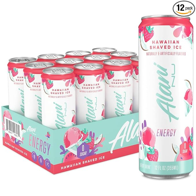 Alani Nu Sugar-Free Energy Drink, Pre-Workout Performance, Hawaiian Shaved Ice, 12 oz Cans (Pack ... | Amazon (US)