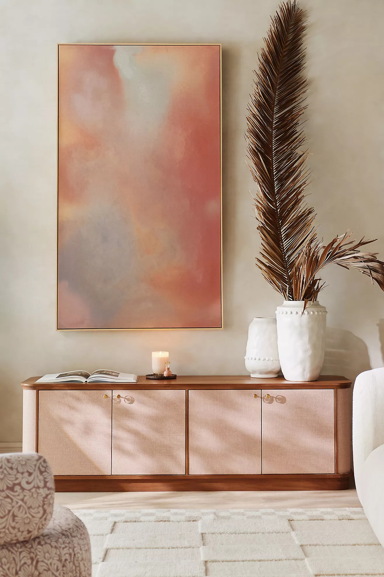 Acadia Raffia & Wood Media Cabinet | Anthropologie (US)