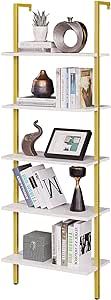 PRAISUN Ladder Shelf, 5 Tier Industrial Bookshelf for Bedroom, Open Wall Mount Bookshelf, Display... | Amazon (US)