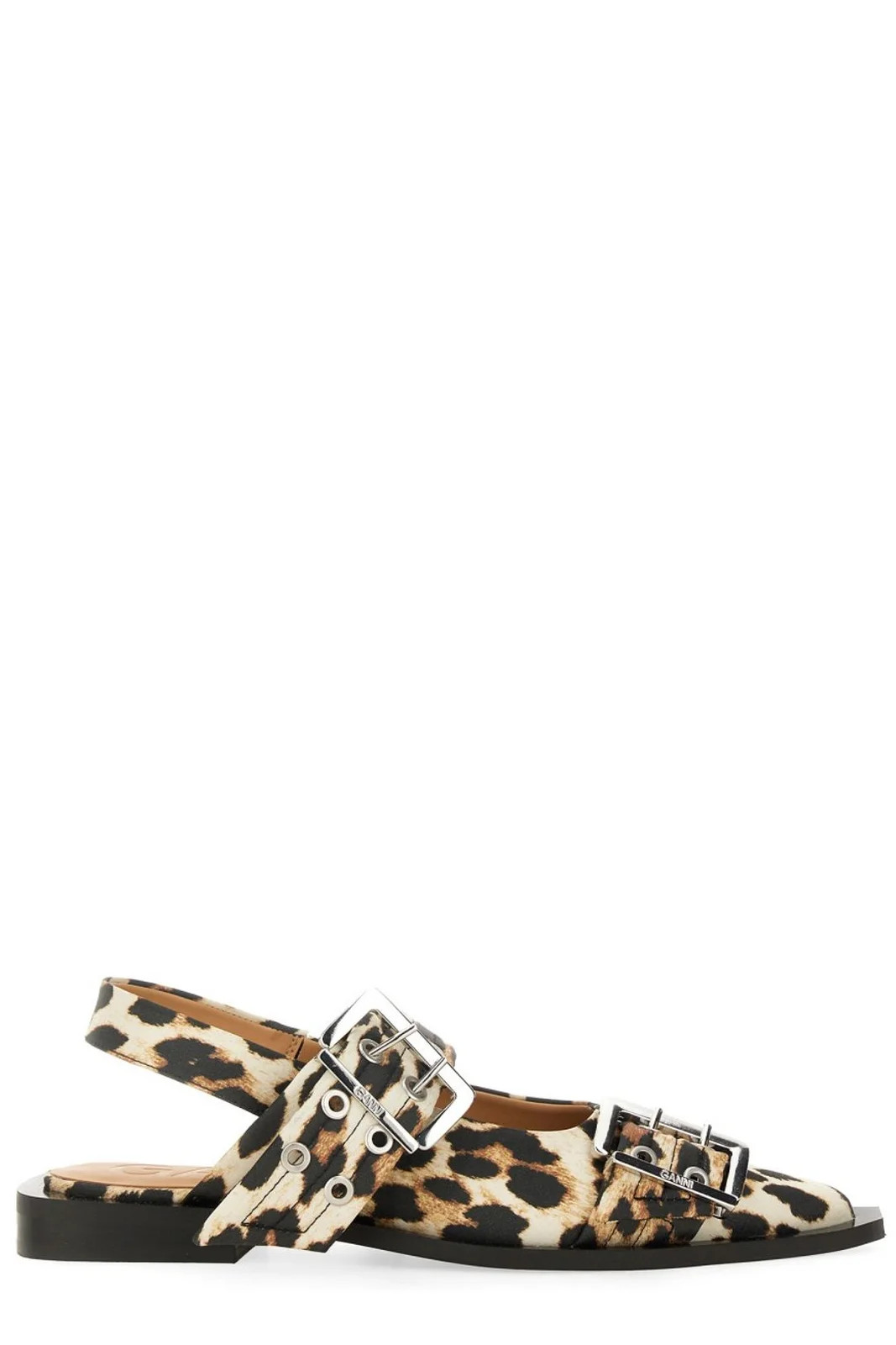 Ganni Leopard-Print Double-Buckled Ballet Flats | Cettire Global