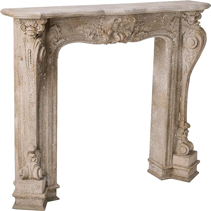 Creative Co-Op Decorative Wood Fireplace Mantel With Distressed Finish, White | Amazon (US)