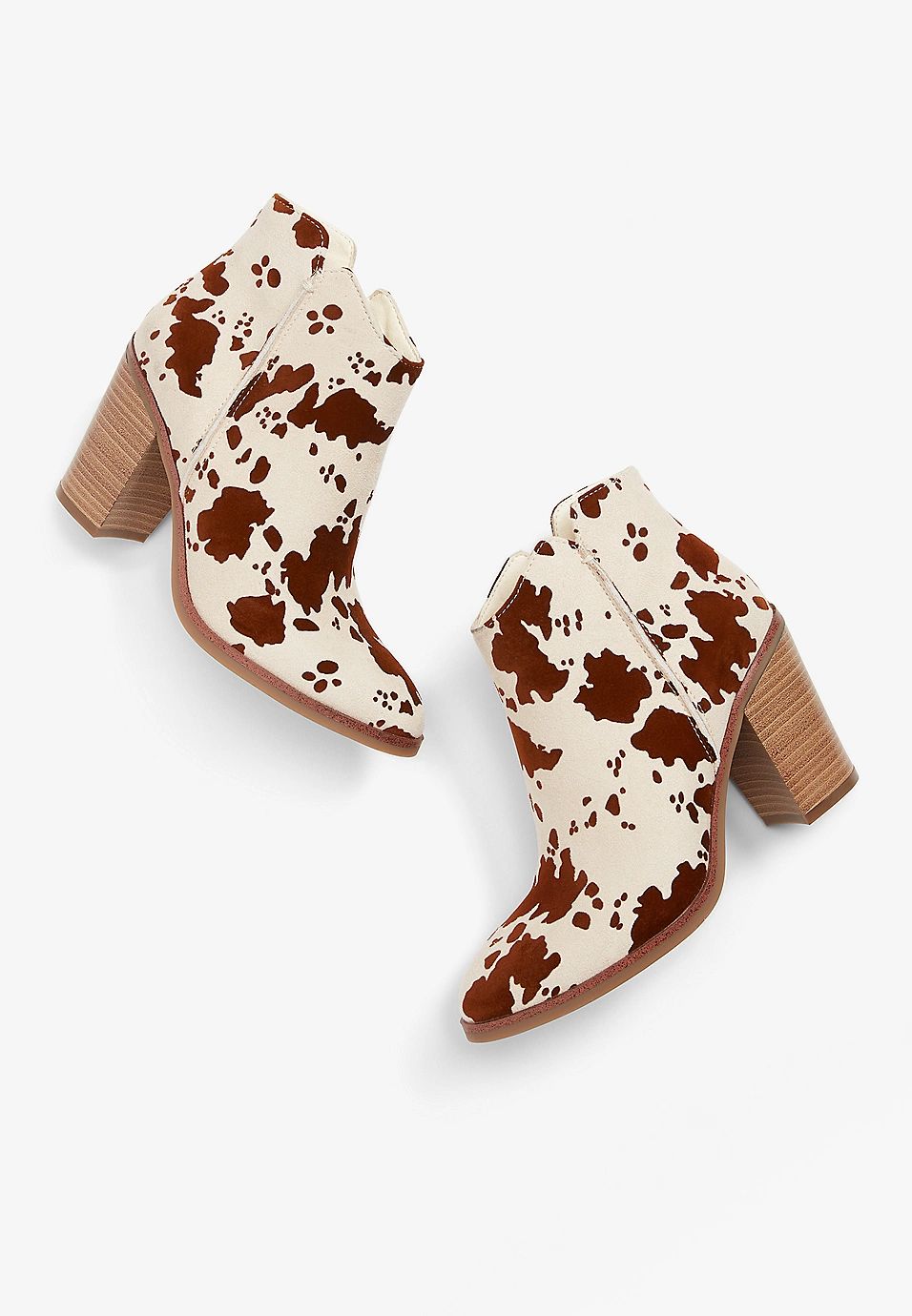 Ideal Heel Dahlia Cow Print Ankle Boot | Maurices