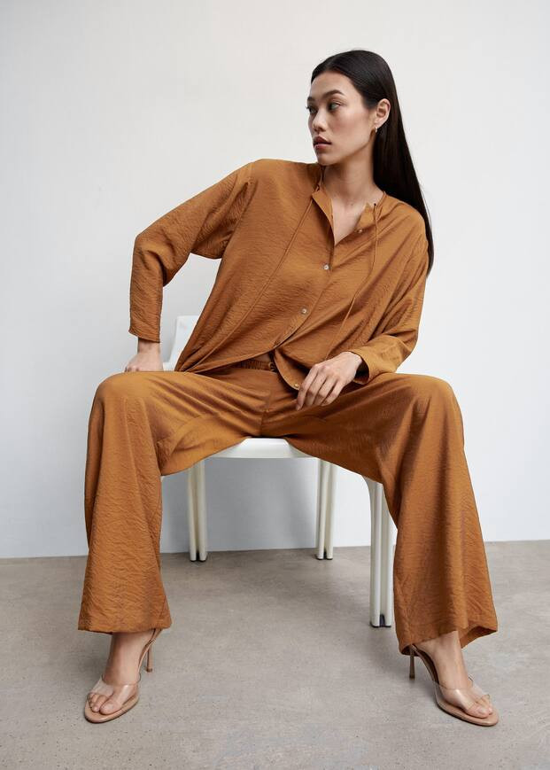 Satin palazzo pants | MANGO (US)