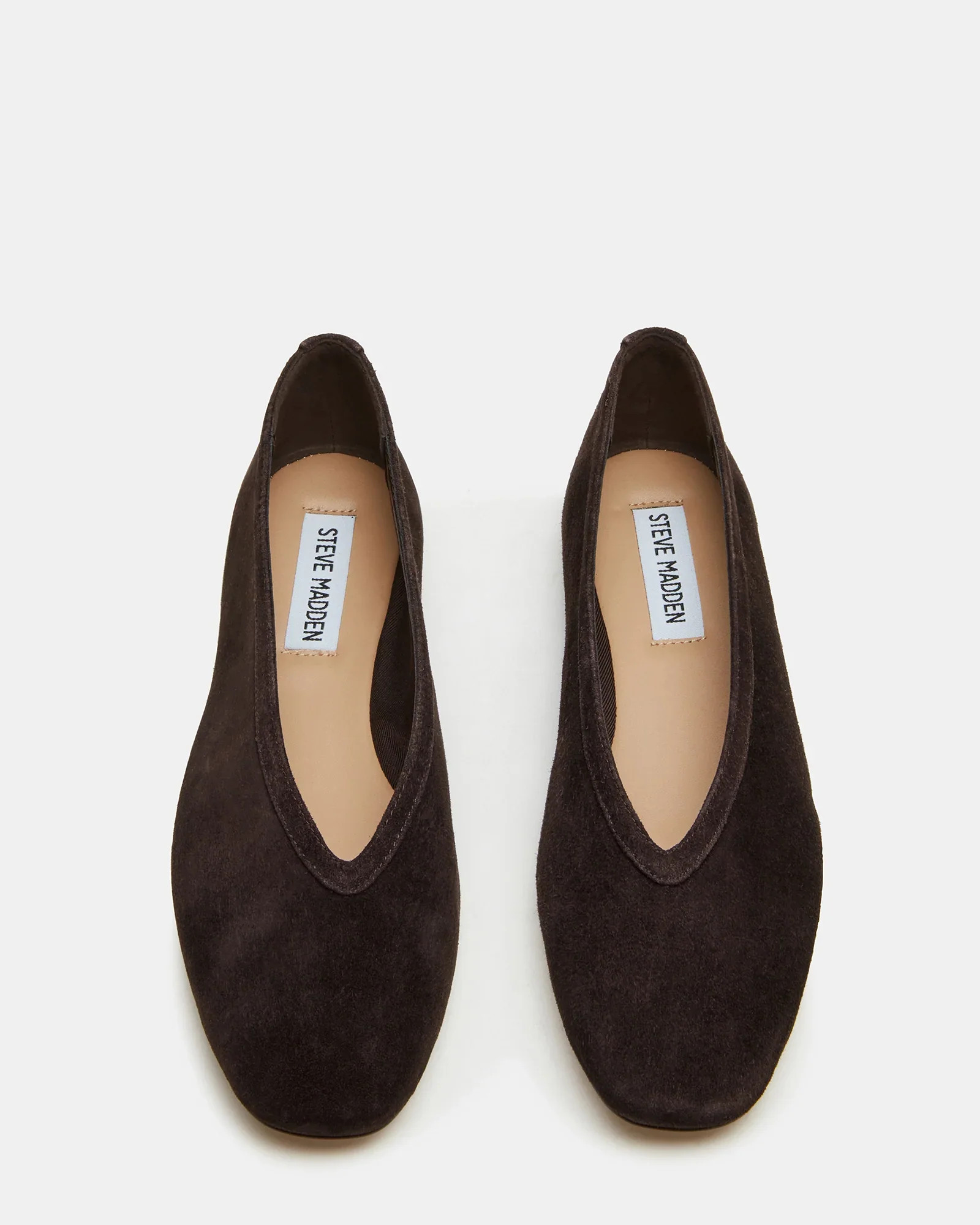 LENI Brown Suede Square-Toe Ballet Flats | Women's Designer Flats | Steve Madden (Canada)