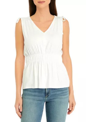 Wonderly Women's Tie Shoulder Tank Top, White, Small | Belk