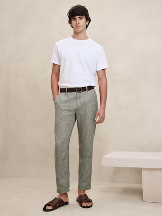 Athletic Linen-Blend EWaist Pant | Banana Republic Factory