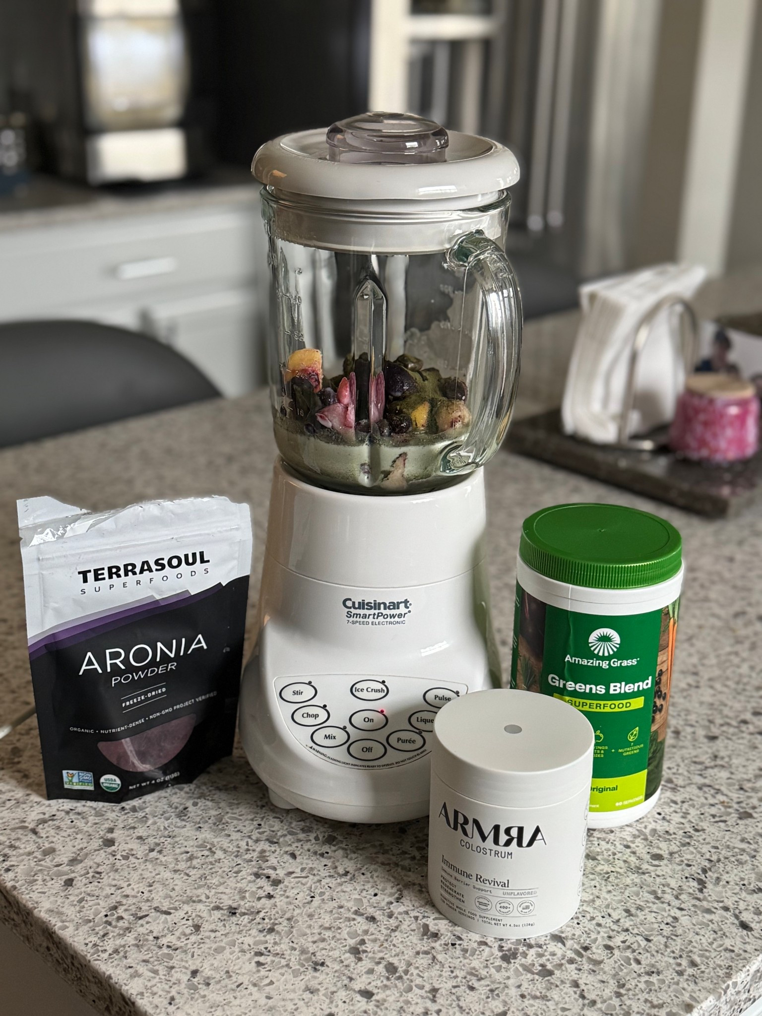 Afternoon pick me up 🥬🫐🍓

Smoothie packed with greens, colostrum, and super food berries that have the highest antioxidant levels of any superfood tested💪🏻 Gives me energy and I just feel better after I have it. Feels good to put nutrient dense food into my body!! and yes…it tastes amazing!! 

Use code STEPHLEMAY to save on Armra 

#LTKfoodie #LTKselfcare #LTKfitnessgoals