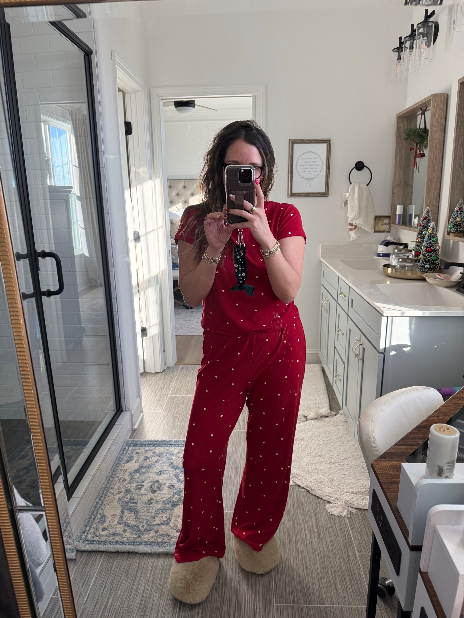 Cutie little heart pajamas from target I’m in a medium 

#LTKmorningroutine #LTKHoliday #LTKGiftGuide