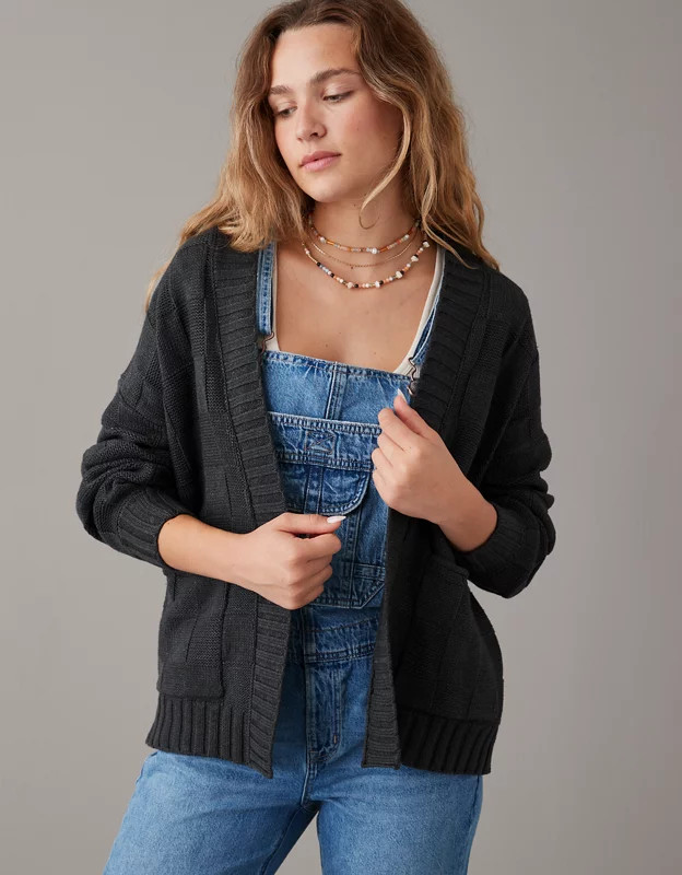 AE Checkered Knit Cardigan | American Eagle Outfitters (US & CA)
