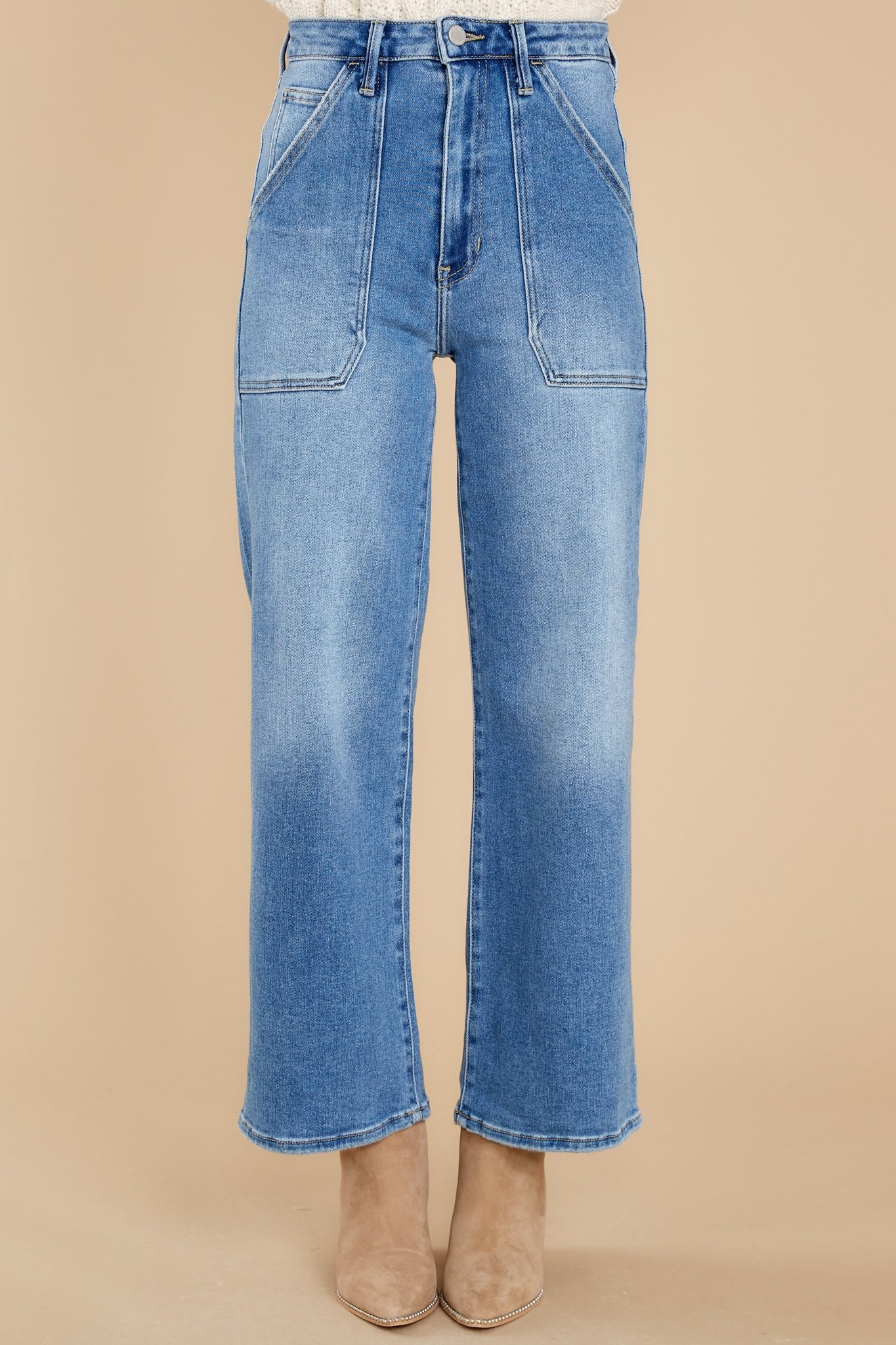 Something Amazing Medium Wash Wide Leg Jeans | Red Dress 