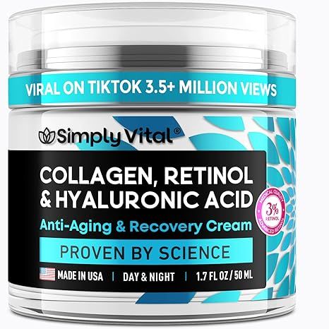 SimplyVital Face Moisturizer Collagen Cream - Anti Aging Neck and Décolleté - Made in USA Day &... | Amazon (US)