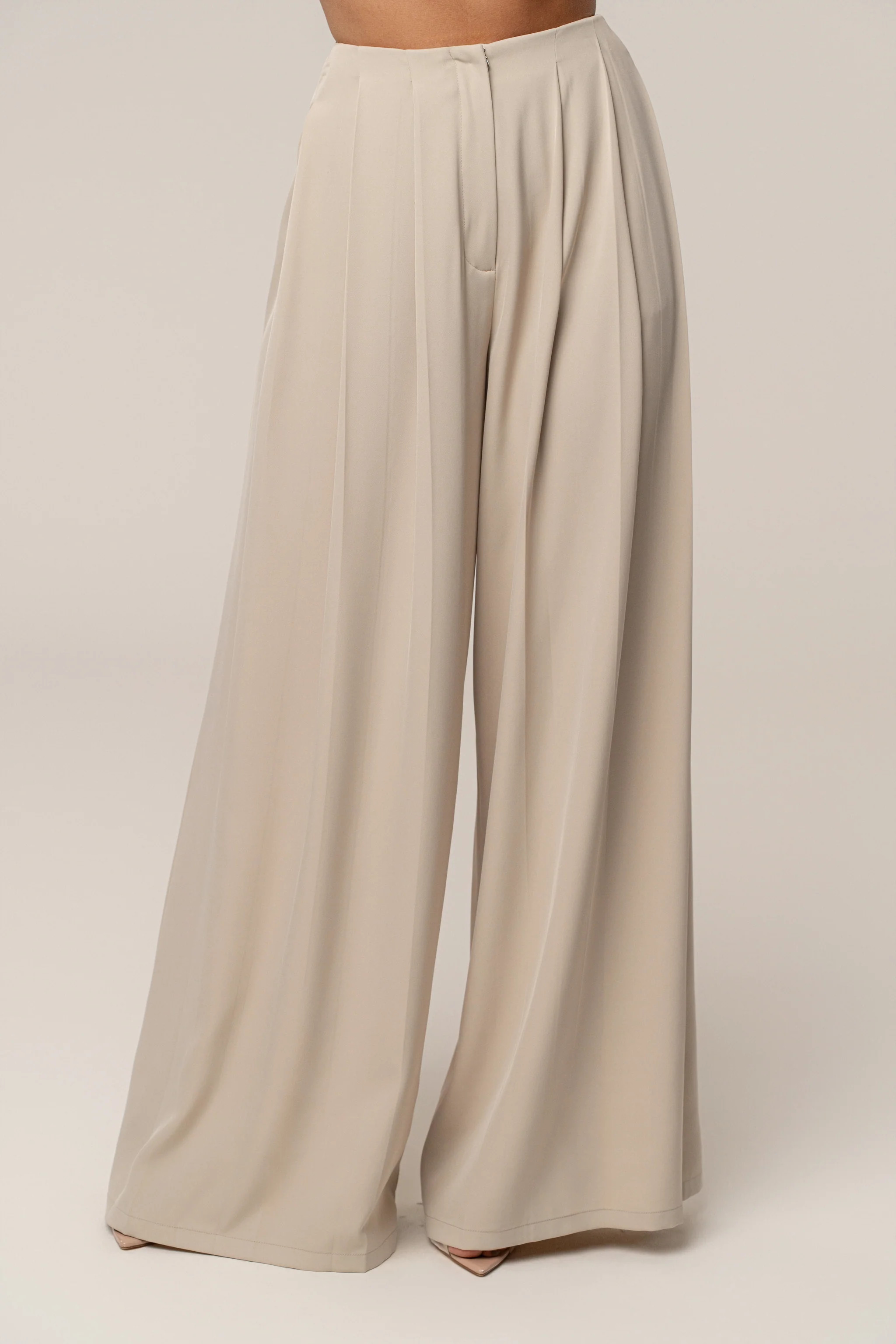 Beige Summer Ease Wide Leg Pants | JLUXLABEL