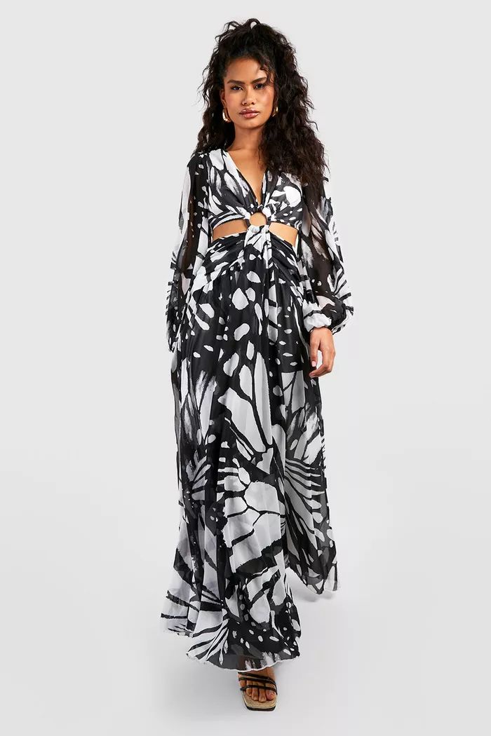 Abstract Butterfly Cut Out Maxi Dress | Boohoo.com (US & CA)