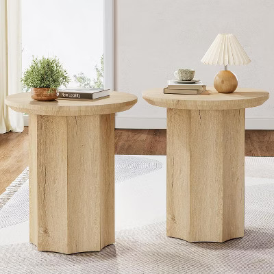Lantine Round End Table, Wooden Side Table with Octagonal Base, Modern Nightstand for Living Room, Bedroom, Easy Assembly | Target