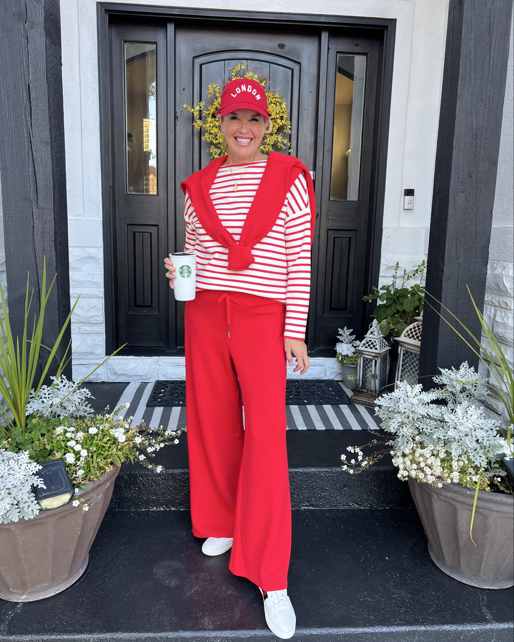 🚨promo code🚨 New arrivals✔️

🚨SAVE 10% off all Spanx with my CODE: DEARDARCYXSPANX
Frankie4
15% off use code:
LTK_DARCY15

New arrivals from Spanx! 
Air essentials and nobody does this buttery soft fabric better than Spanx!

Air essentials stripe boat neck tee, fits true to size and comes in other color options.

Red crew neck longer tunic sweatshirt Fire large size down  other color options available 

London ball cap, has adjustable band
So cute

Frankie4 white leather tennis shoes with red & navy stripe so comfortable and fit tts. Use discount code 

Great for travel, sporting events and fall outfits 

Wide leg air essentials red pant fits tts and comes in other color options 


#LTKOver40 #LTKActive #LTKStyleTip