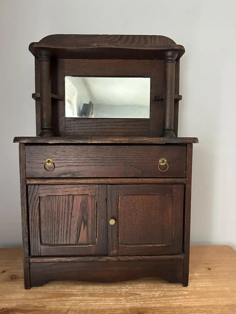 Vintage Miniature Buffet With Mirror- Possibly Salesman Sample - Etsy | Etsy (US)