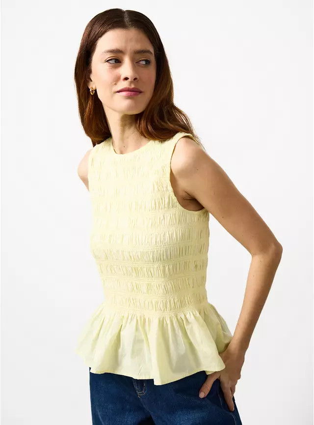 Yellow Shirred Sleeveless Co-ord Top 24 | Tu Clothing