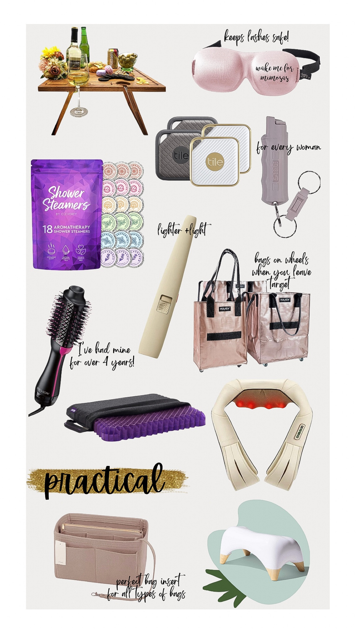 Practical Gift Guide
- Sleep mask for lashes
- hair blowout dryer
- rolling bags
- Neck massager
- safety alarm


#LTKsalealert #LTKfamily #LTKunder50