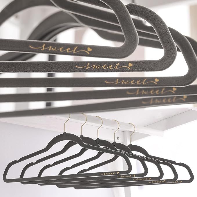 DAMAHOME Velvet Hangers 50 Pack Non-Slip Suit Clothes Hangers Durable Ultra Thin Space Saving Han... | Amazon (US)