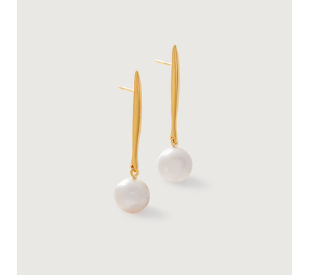 Nura Round Pearl Drop Earrings | Monica Vinader (Global)