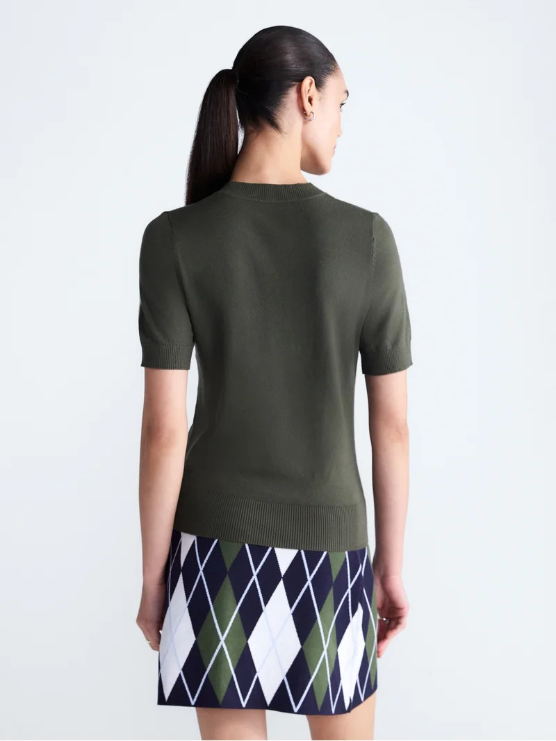 Free Assembly Women's and Women's Plus Embellished Cozy Yarn Sweater with Short Sleeves, Sizes XS... | Walmart (US)