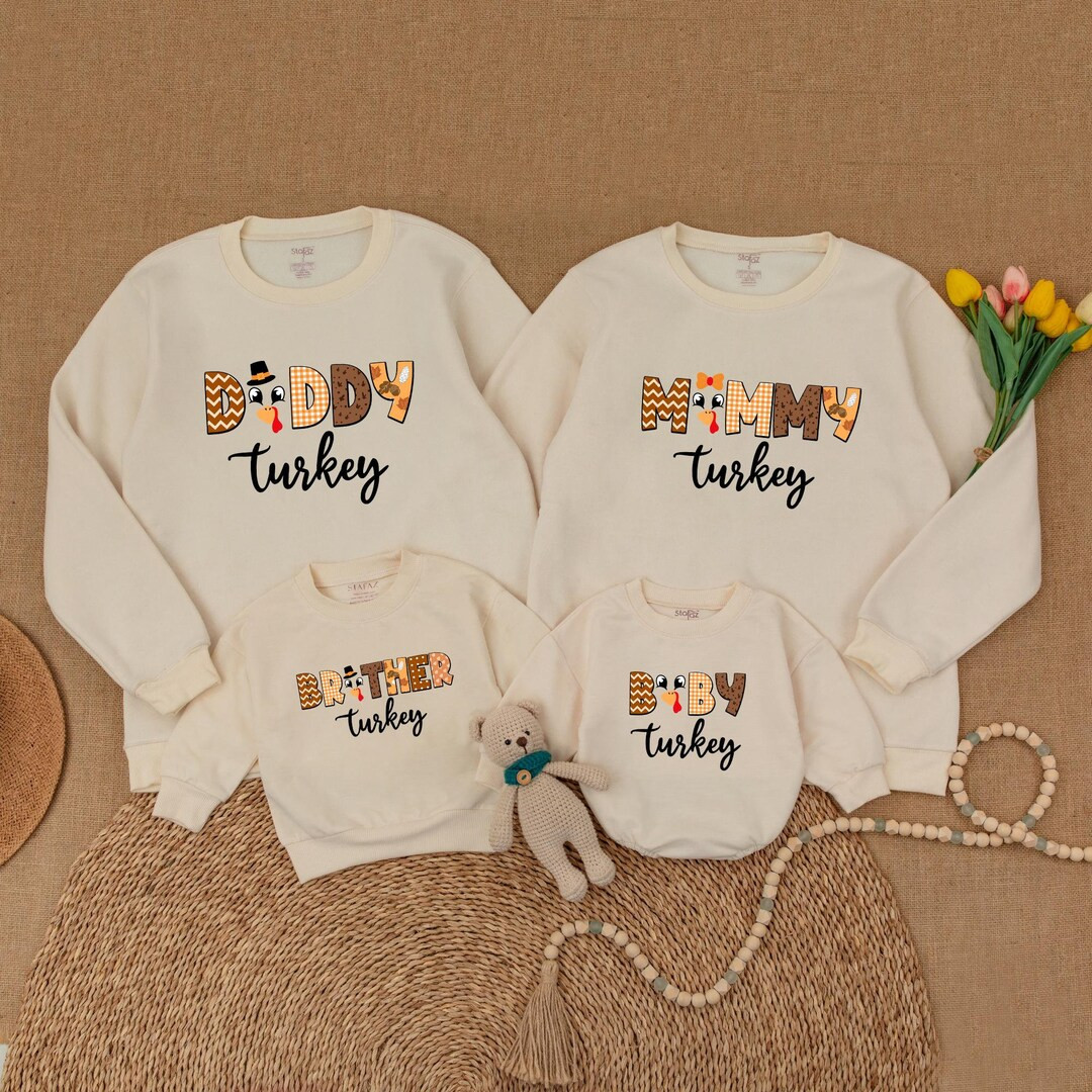Family Turkey Sweaters, Mommy and Me Thanksgiving, Retro Fall, Thanksgiving Sweatshirt, Matching ... | Etsy (US)