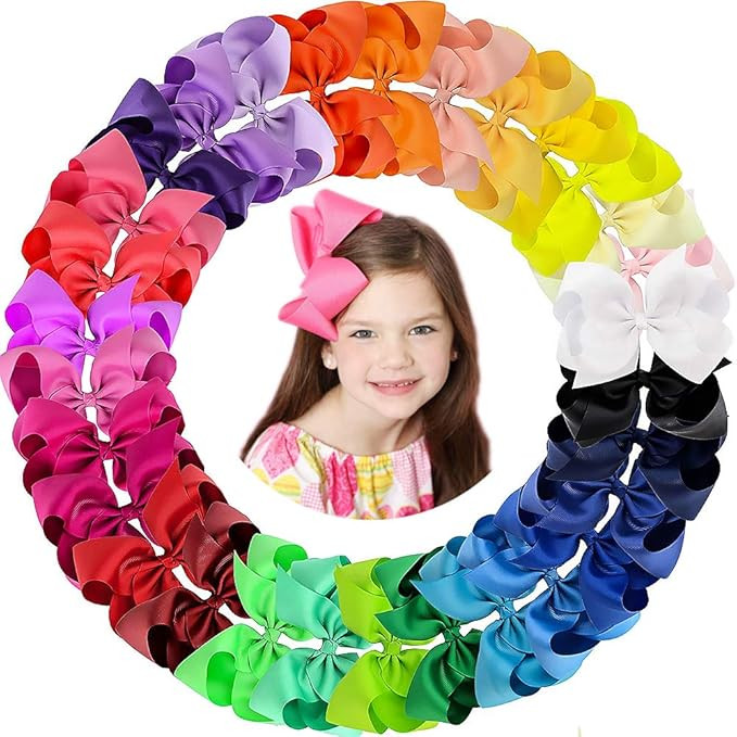 Oaoleer 30 Colors 6 Inch Hair Bows Clips Grosgrain Ribbon Bows Hair Alligator Clips Hair Barrette... | Amazon (US)