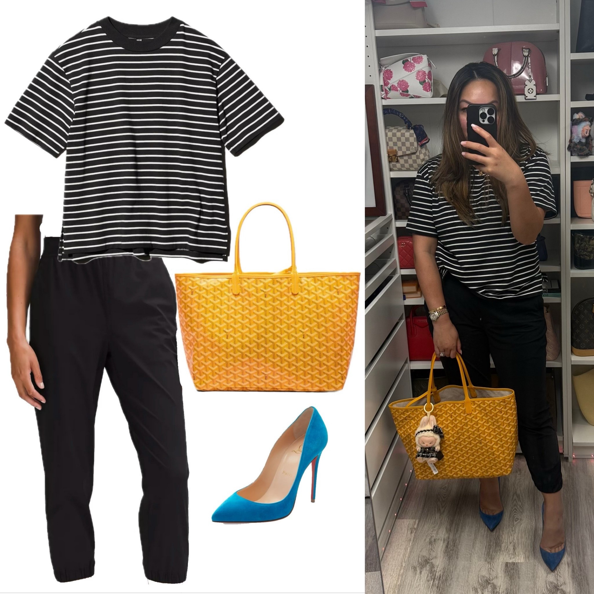 Shirt 👚- Uniqlo 
Pants - 👖 lululemon 
Tote 👜- goyard St. Louis 
Heels 👠- Christian louboutins

#LTKStyleTip #LTKShoeCrush #LTKItBag