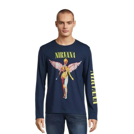 Nirvana Men s Band Graphic Tee with Long Sleeves Sizes S-3XL | Walmart (US)