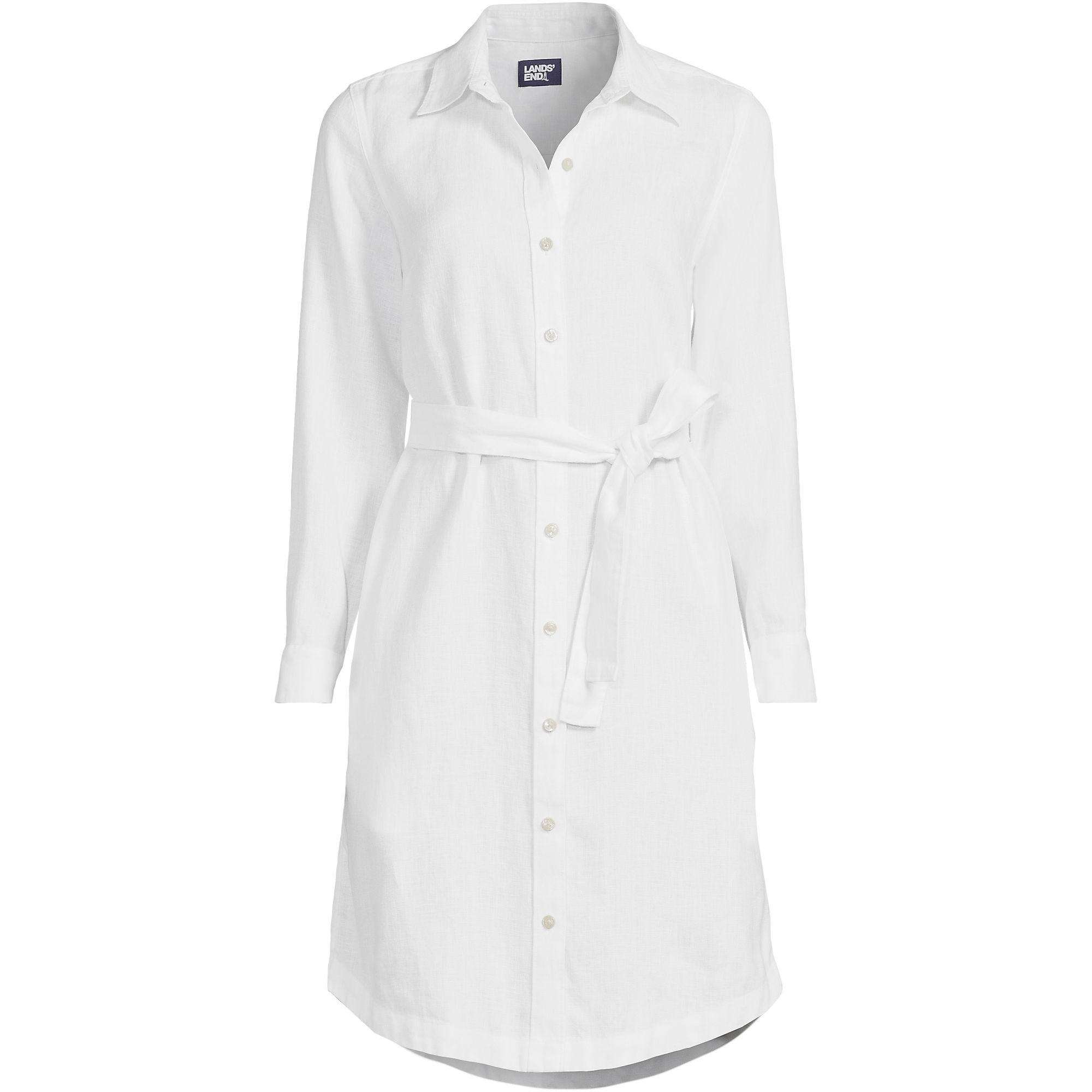 Women's Long Sleeve Linen Shirt Dress | Lands' End (US)