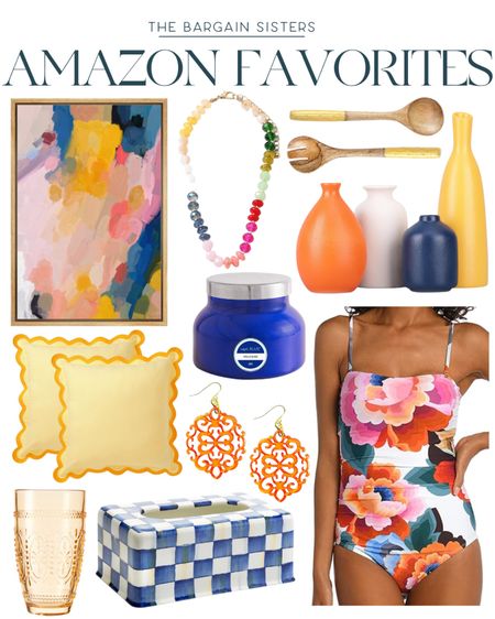 Amazon Favorites 

| Amazon Finds | Home Finds | Amazon Fashion | Amazon Swim | Bead Necklace | Capri Blue Candle | Wall Art | Throw Pillow | Vintage Drinking Glasses 

#LTKHome #LTKFindsUnder100 #LTKSeasonal