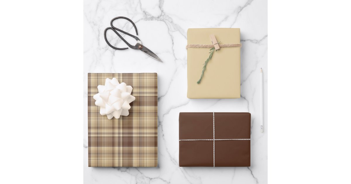Warm Brown Plaid Wrapping Paper | Zazzle | Zazzle