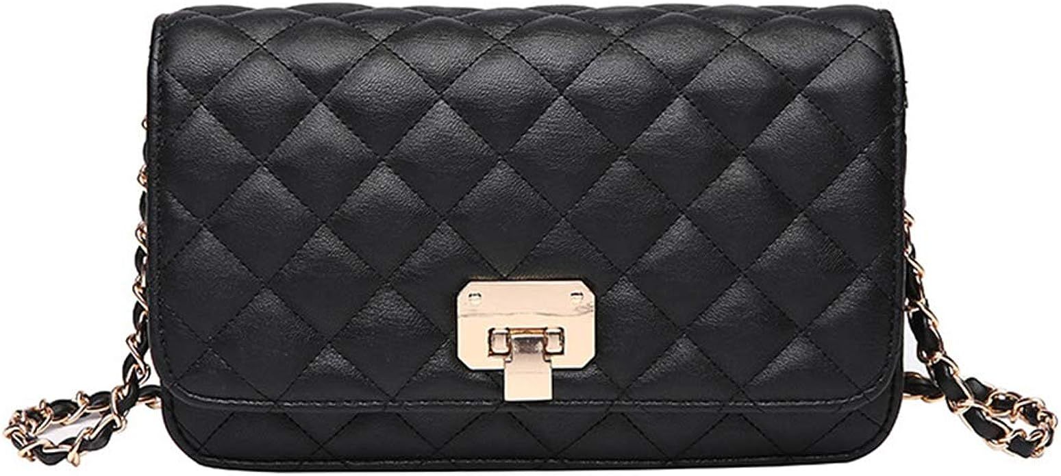 Women Leather Shoulder Bag Fashion Clutch Handbag Quilted Designer Crossbody Bag with Chain Strap | Amazon (UK)