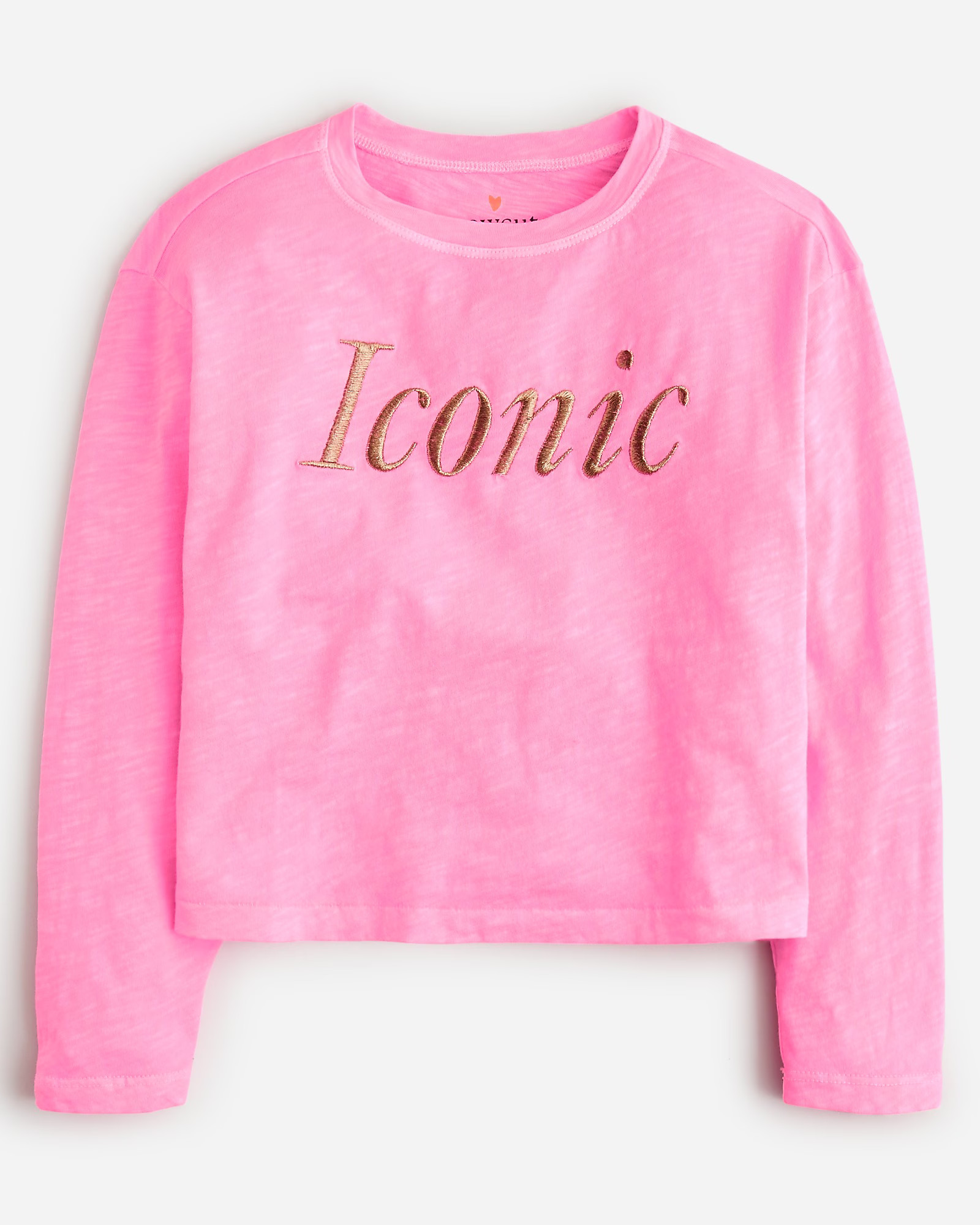 Girls' cropped "iconic" graphic T-shirt with embroidery | J. Crew US