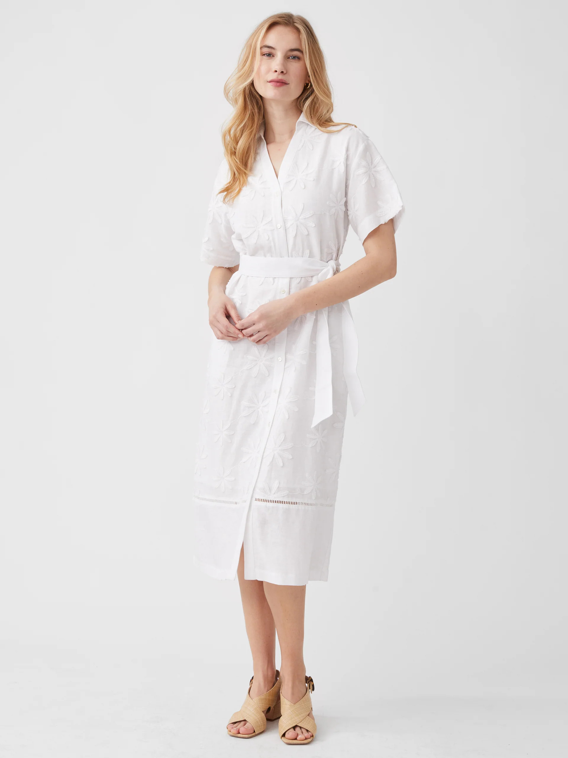 Anamaria Embroidered Linen Dress in Daisy | J.McLaughlin