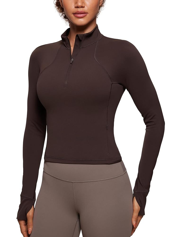 CRZ YOGA Women's Butterluxe Long Sleeve Workout Shirts Half Quarter Zip Athletic Tops Crop Collar... | Amazon (US)