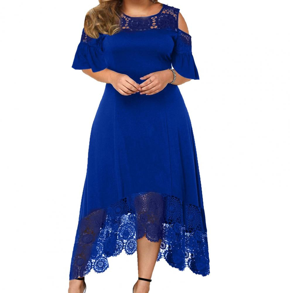 Plus Size Vestido Flare Manga Curta Bordado De Ombro Frio Elegante De Renda De Alta Brilho Bainha... | Shopee (BR)