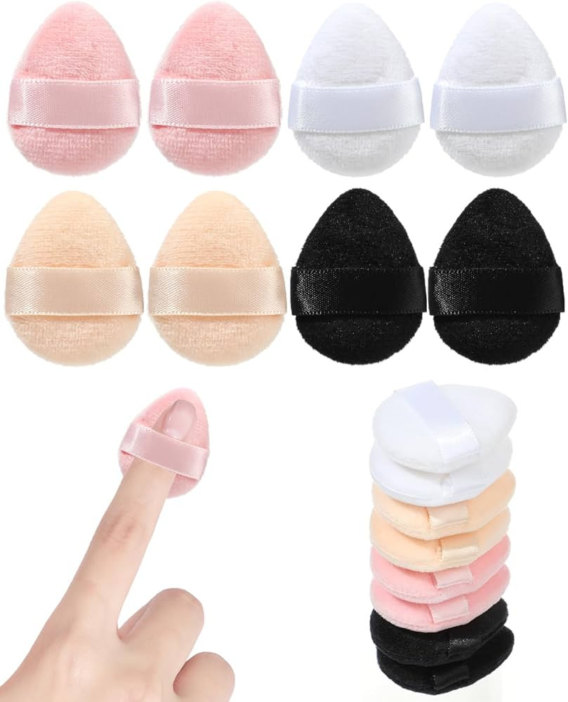 8 PCS Mini Powder Puff, Velour Finger Setting Powder Puffs for Face, Small Drop-Shaped Makeup Spo... | Amazon (US)