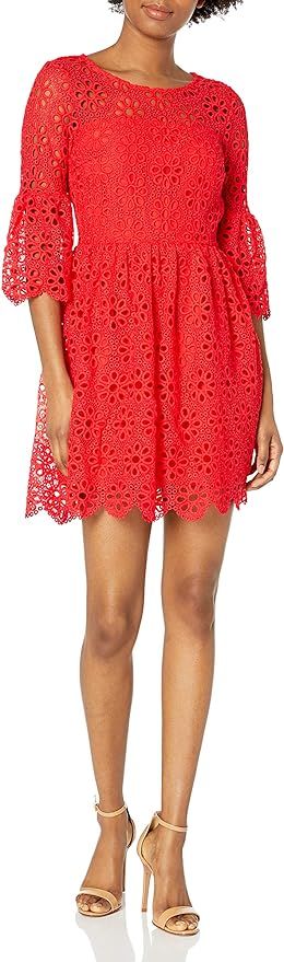 Jack by BB Dakota Women's Lauper Floral Eyelet Fit and Flare Dress | Amazon (US)