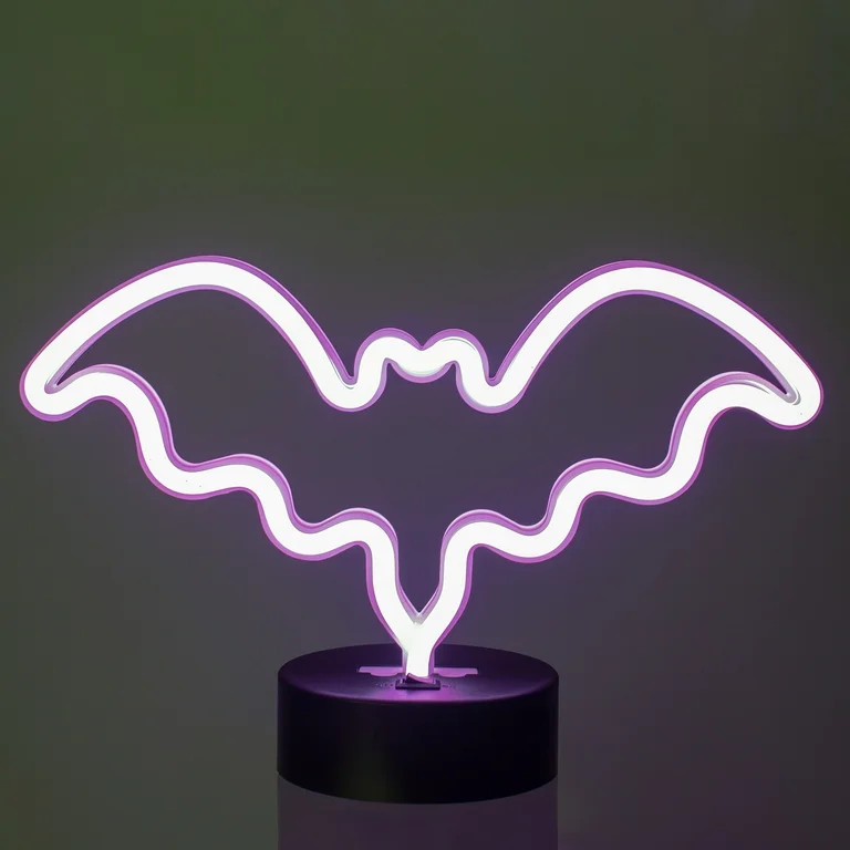Halloween Battery-Operated Purple LED Bat Lighted Tabletop Decoration, 7.1 in, by Way To Celebrat... | Walmart (US)