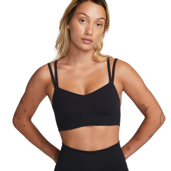 Women's Nike Zenvy Strappy Sports Bra Medium Black/Sail | Scheels