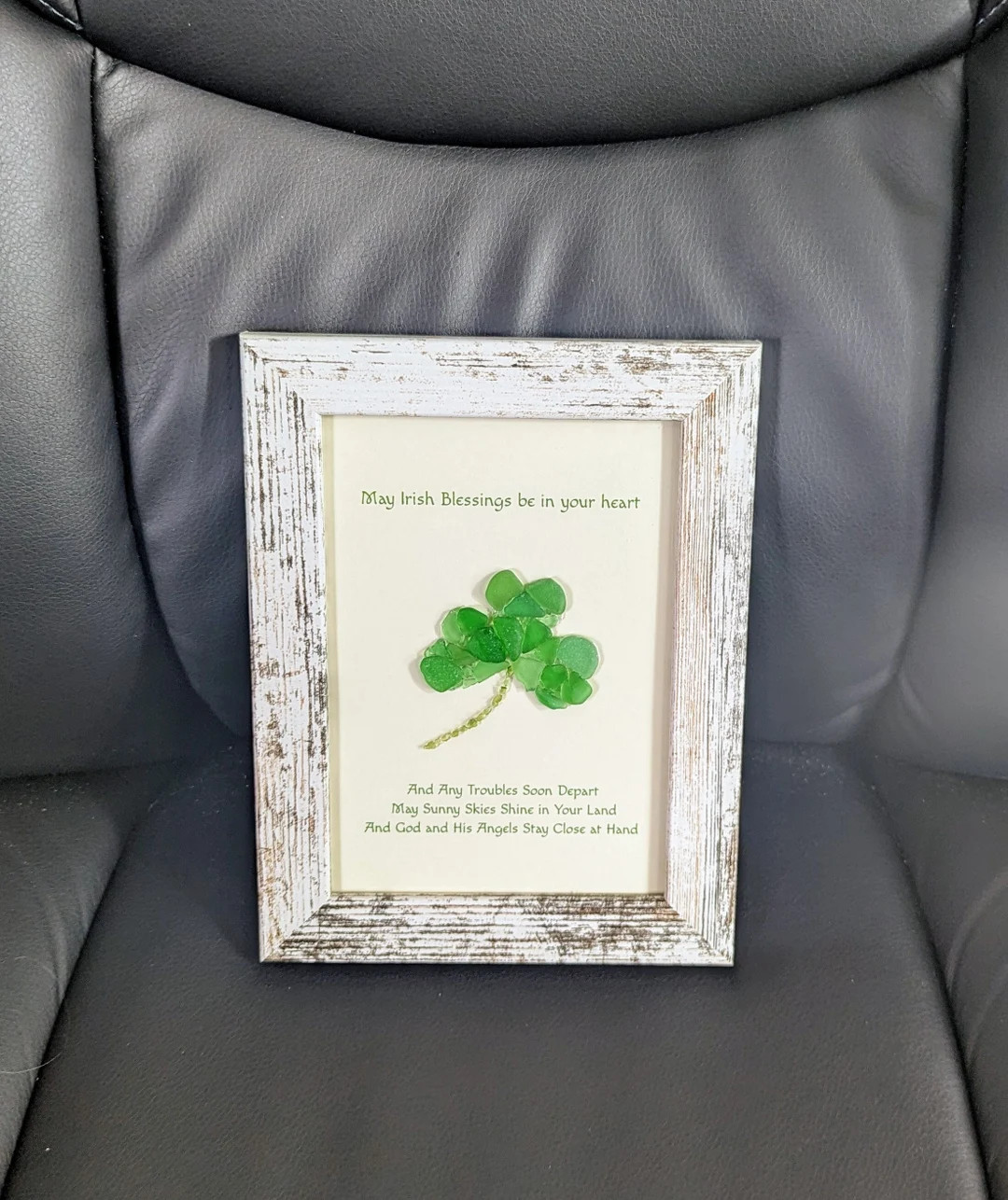 Sea Glass Art, May Irish Blessings Be in You Heart, Sea Glass Shamrock, 5 X 7 Framed Art, Made to... | Etsy (US)